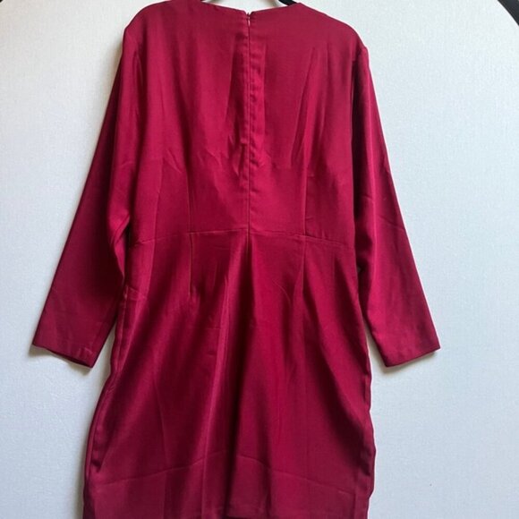NWT H by Halston v neck long sleeve red dress Sz XL - Picture 3 of 12